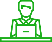 Icon of man working on laptop